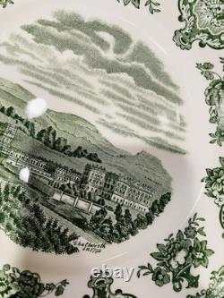 RARE Johnson Brothers Old Britain Castles Green Transferware Salad Plates 4
