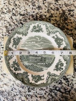 RARE Johnson Brothers Old Britain Castles Green Transferware Salad Plates 4