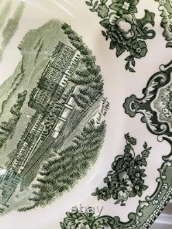 RARE Johnson Brothers Old Britain Castles Green Transferware Salad Plates 4