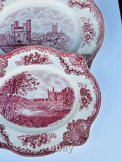 (RARE)Johnson Brothers Set Of 3 Pink Old Britain Castles Serving Plattes