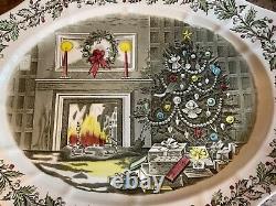 RARE Large Johnson Bros Merry Christmas 20.5 Serving Platter Made In England