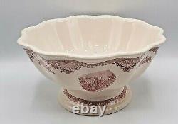 RARE Large Johnson Brothers Old Britain Castles, Pink Atlantis Bowl, New