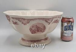 RARE Large Johnson Brothers Old Britain Castles, Pink Atlantis Bowl, New