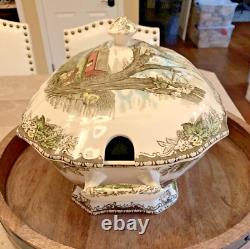 RARE VINTAGE Johnson Brothers FRIENDLY VILLAGE Soup Tureen Rectangle FREE SHIP