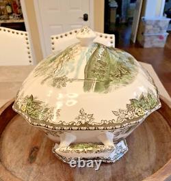 RARE VINTAGE Johnson Brothers FRIENDLY VILLAGE Soup Tureen Rectangle FREE SHIP