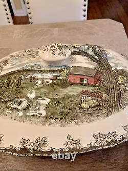 RARE VINTAGE Johnson Brothers FRIENDLY VILLAGE Soup Tureen Rectangle FREE SHIP