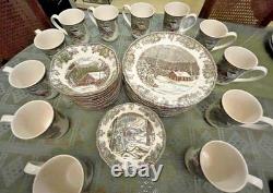 RARE VTG Johnson Brothers Friendly Village Sugar Maple Svc for 12