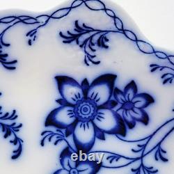 Rare Antique Johnson Bros Claremont Flow Blue 14 Oval Platter, Floral, Embossed