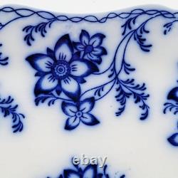 Rare Antique Johnson Bros Claremont Flow Blue 14 Oval Platter, Floral, Embossed