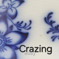 Rare Antique Johnson Bros Claremont Flow Blue 14 Oval Platter, Floral, Embossed