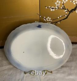Rare Antique Johnson Bros. England Oxford 14 Flow Blue Platter with Gold Trim