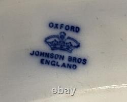 Rare Antique Johnson Bros. England Oxford 14 Flow Blue Platter with Gold Trim