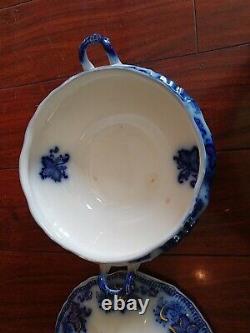 Rare Antique Johnson Bros Flow Blue Princeton Covered Casserole Bowl Vegetable