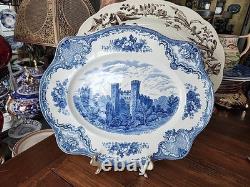 Rare Blue Transferware Johnson Bros Old Britain Castles Cambridge 15.5 Platter