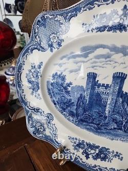 Rare Blue Transferware Johnson Bros Old Britain Castles Cambridge 15.5 Platter