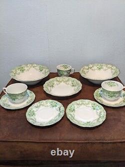 Rare Johnson Brothers China The Florentine 10PCS Green Gold cups bowls saucers
