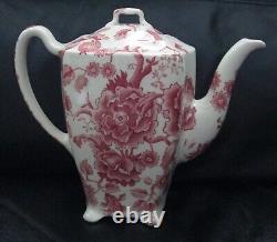 Rare Johnson Brothers English Chippendale Red Pink Teapot Roses Patent 1032 32