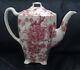 Rare Johnson Brothers English Chippendale Red Pink Teapot Roses Patent 1032 32