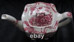 Rare Johnson Brothers English Chippendale Red Pink Teapot Roses Patent 1032 32