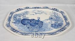 Rare Johnson Brothers Set Of 12 Blue /white Barnyard King Dinner Plates+ Platter