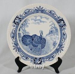 Rare Johnson Brothers Set Of 12 Blue /white Barnyard King Dinner Plates+ Platter