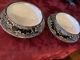 Rare Pareek Mirror Luster Soup Bowls Johnson Bros. 2 Handles, Drip Saucers Ex+