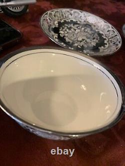 Rare Pareek Mirror Luster Soup Bowls Johnson Bros. 2 Handles, Drip Saucers EX+