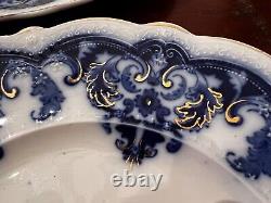 Rare Set of 4 Georgia Johnson Bros. England Flow Blue Dinner Plates 10