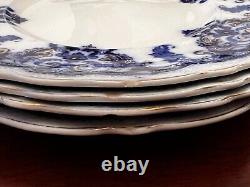 Rare Set of 4 Georgia Johnson Bros. England Flow Blue Dinner Plates 10