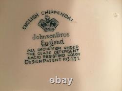 Rare Vtg Johnson Bros English Chippendale Oversize Tea Cup Saucer Soup Tureen