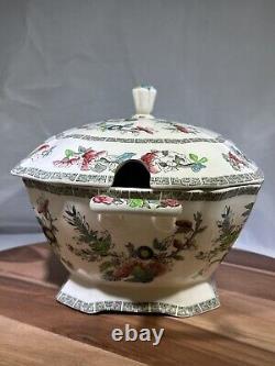 Repaired Handle Johnson Bros Indian Tree Lidded Tureen Soup Server