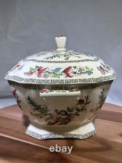 Repaired Handle Johnson Bros Indian Tree Lidded Tureen Soup Server