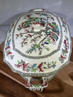 Repaired Handle Johnson Bros Indian Tree Lidded Tureen Soup Server