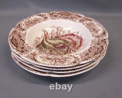 SET 4 Johnson Brothers Wild Turkey Windsor Ware Flat Rimmed Soup Bowls 7 7/8 w
