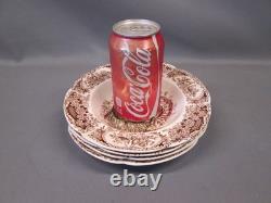 SET 4 Johnson Brothers Wild Turkey Windsor Ware Flat Rimmed Soup Bowls 7 7/8 w