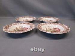 SET 4 Johnson Brothers Wild Turkey Windsor Ware Flat Rimmed Soup Bowls 7 7/8 w