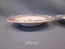 SET 4 Johnson Brothers Wild Turkey Windsor Ware Flat Rimmed Soup Bowls 7 7/8 w