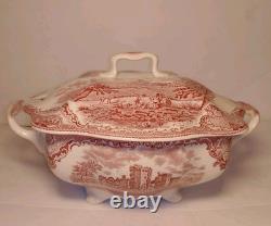 STUNNING Johnson Bros Classic Old Britain Castles Pattern Pink Tureen Rectangle