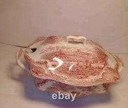 STUNNING Johnson Bros Classic Old Britain Castles Pattern Pink Tureen Rectangle