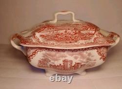 STUNNING Johnson Bros Classic Old Britain Castles Pattern Pink Tureen Rectangle