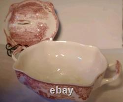 STUNNING Johnson Bros Classic Old Britain Castles Pattern Pink Tureen Rectangle