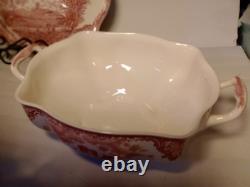 STUNNING Johnson Bros Classic Old Britain Castles Pattern Pink Tureen Rectangle