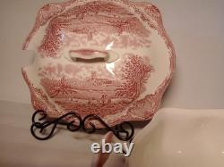 STUNNING Johnson Bros Classic Old Britain Castles Pattern Pink Tureen Rectangle