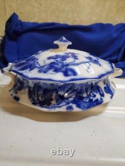 Sale! Was 350 Antique Flow Blue Cir 1900 Johnson Bros Eng Kenworth Covered Dish