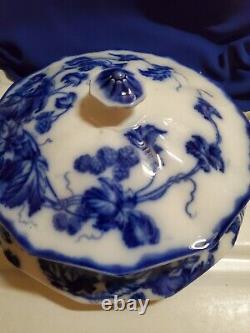 Sale! Was 350 Antique Flow Blue Cir 1900 Johnson Bros Eng Kenworth Covered Dish