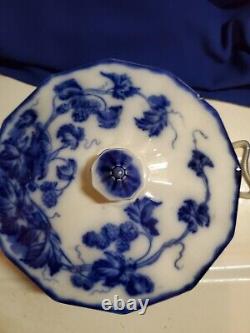 Sale! Was 350 Antique Flow Blue Cir 1900 Johnson Bros Eng Kenworth Covered Dish