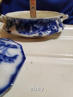 Sale! Was 350 Antique Flow Blue Cir 1900 Johnson Bros Eng Kenworth Covered Dish