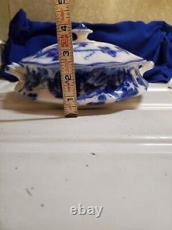 Sale! Was 350 Antique Flow Blue Cir 1900 Johnson Bros Eng Kenworth Covered Dish