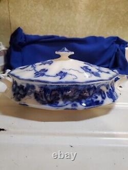 Sale Was 390 Antique Flow Blue Cir 1900 Johnson Bros Eng Kenworth Covered Dish