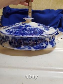 Sale Was 390 Antique Flow Blue Cir 1900 Johnson Bros Eng Kenworth Covered Dish